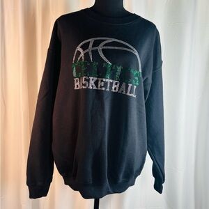 Boston Celtics Rhinestone Bling Basketball Crewneck Sweatshirt Black Womens Lg